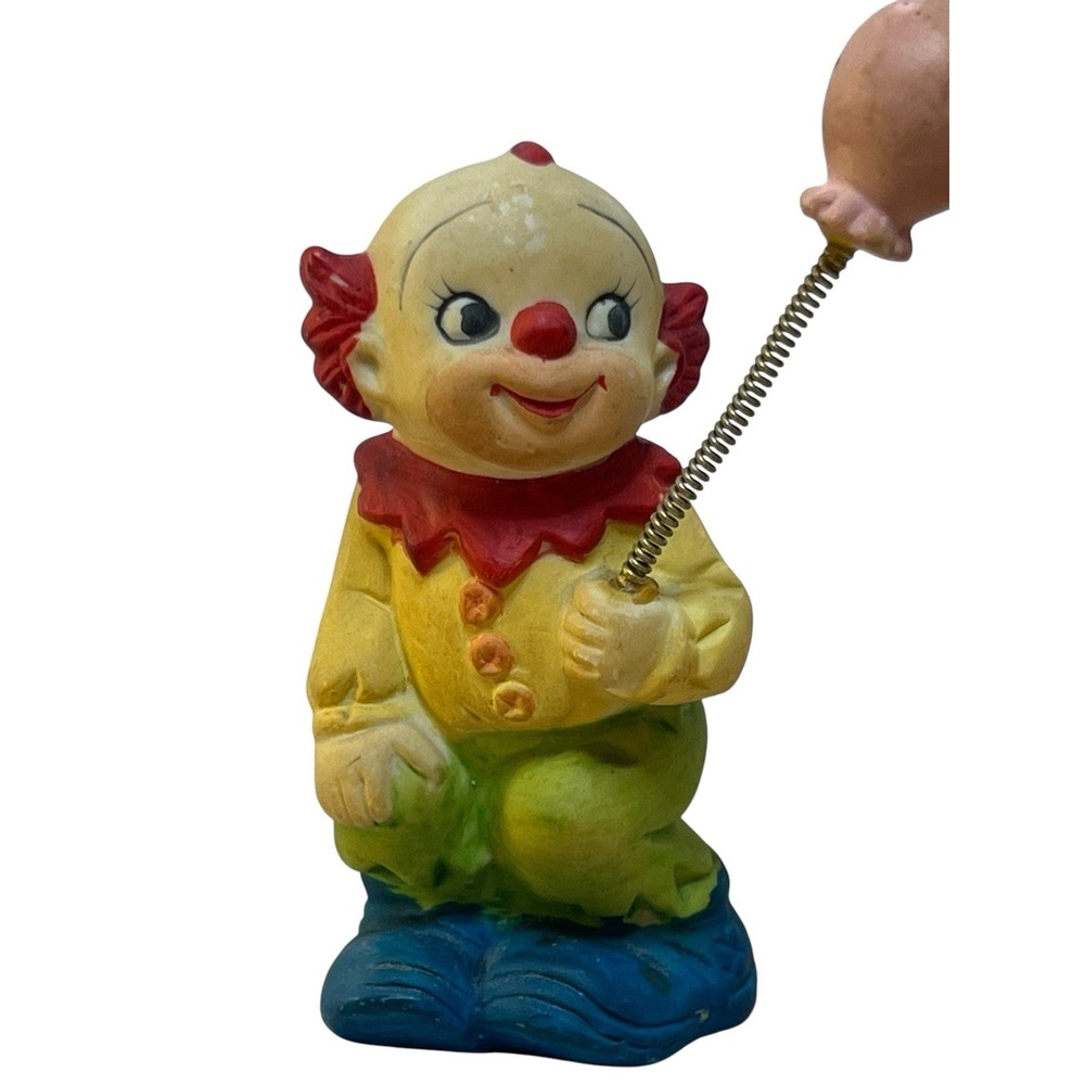 Vintage Hand Painter Porcelain Clown with Balloon on Spring Figurine Korea - Picture 8 of 9